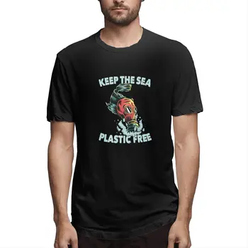  Keep The Sea Plastic Free - Стабилно - Skip Str Graphic Tee Мъжка тениска с къс ръкав Забавни памучни блузи
