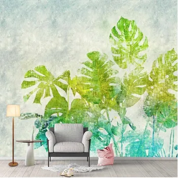  Milofi потребителски 3D модерни тропически растения зелени листа голям телевизор спалня фон тапети стенопис