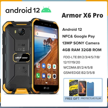  Ulefone Armor X6 Pro Здрав Телефон Android 12 NFC 4000 ма Водоустойчив Смартфон 128 GB Разширяване на Мобилен Телефон Глобалната версия