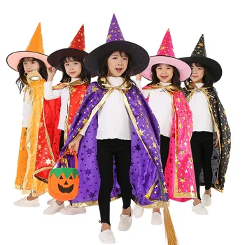  Децата на Хелоуин, костюми на вещици майстор дъждобран наметало, халат и с шапка за момичета и за момчета cosplay подпори на Деца, рожденни дни доставки 