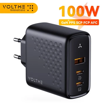 Зарядно устройство VOLTME 100 W Супер GaNIII 2USB C + USB A 3 в 1 Бързо зареждане на Quick Charge 4,0 PD3.1 За iPhone 13/12 Pro Max Xiaomi 12 pro
