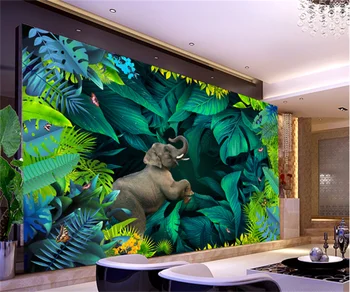  Конфигуриране на всеки размер тапети стенопис тропическата дъждовна гора растение 3D стерео пейзаж ТЕЛЕВИЗИЯ фон стенни живопис украса на салона