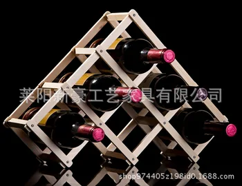  Креативен сгъваем wooden wine rack с декорация от няколко бутилки, сгъваема вино багажник за винен шкаф от масивно дърво