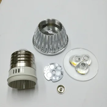  Направи си САМ LED 3*1w e27 Led Енергоспестяващ Прожекторный лампа във формата На Миди, Комплект 3 W Алуминиев КОРПУС X10