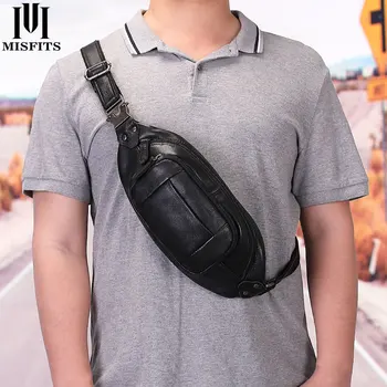  Новата многофункционална мъжки поясная чанта от телешка кожа на първия слой, Прибиращ се поясная чанта през рамо, Модерен мъжки поясная чанта, Кожена поясная чанта