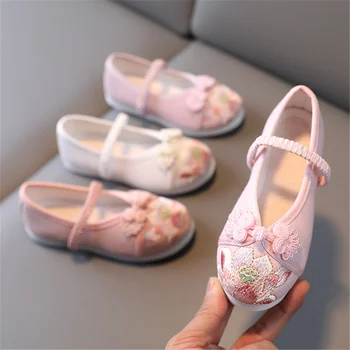 Обувки с бродерия за момичета; модерен класически обувки с бродерия в китайски стил в стил ретро; Обувки принцеса подметка за танци; обувки Hanfu; 24-37