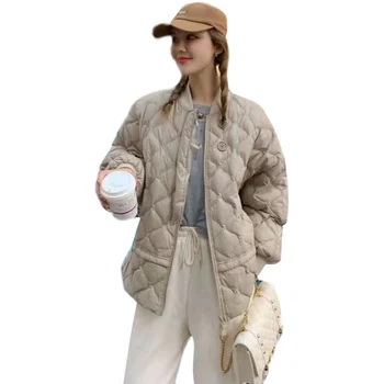  Призматическая решетчатая стеганая бейзболна определяне на якето е с дебела топла яка подпора на две копчета, а просто ежедневното свободно палто