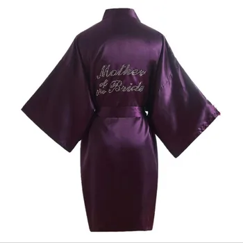  Секси Атласное рокля-кимоно с Диаманти, е роклята на Булката, Сватбена Кратък Халат, Женски Мини халат и Пижама, Халат за грим