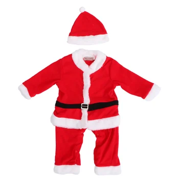  1 Комплект, Детски Костюм на Дядо Коледа ръст 75 см, Коледен Костюм за Cosplay, Шапка и Дрехи за Момче