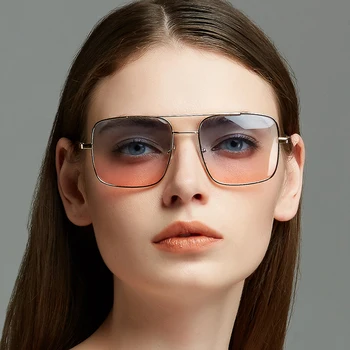  2020 Модни Луксозни Квадратни Слънчеви Очила Дамски Маркови Дизайнерски Ретро Сплавные Рамки Големи Слънчеви Очила Реколта Градиентные Мъжки Слънчеви Очила с UV400