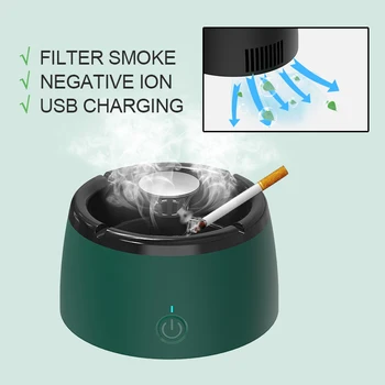  3000 mah Пепелник за Пречистване на Въздуха Анти Стари Дим Пепелник за Автоматично Премахване на Дим Пепелник Интелигентен Инструмент За Пушачи USB Зареждане