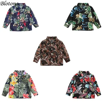  Blotona/ риза с дълги ръкави и цветисти принтом за малки момчета, ежедневни однобортная пролет-есен дрехи в бохемски стил, от 6 месеца до 5 години
