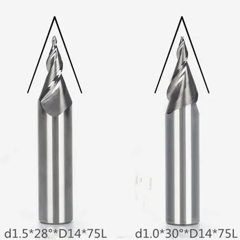  D14mm Двойна флейта sprial shine Мини Букви дума резба Гравиране фреза с ЦПУ на наклона на плоски парченца fresa