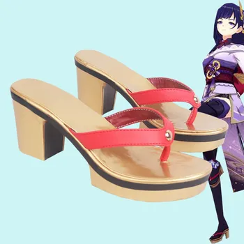 Genshin Impact Raiden обувки за cosplay игра аниме Хелоуин обувки, защото raiden