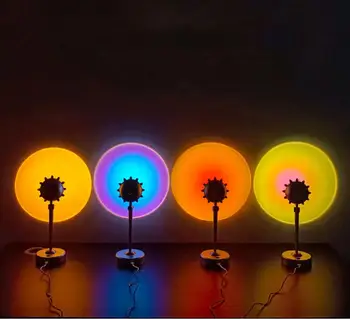  LED Лампа за залез USB Rainbow Sunset Red Sun Проекционная Настолна Лампа за Спални, Бар, Кафене, Стенни Декорации