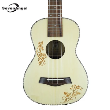  SevenAngel Концерт на Акустична ukulele 23 инча Смърч Хавайска Китара, Електрическа ukulele на Пеперуда е любовта на цветя модел с Еквалайзер го получите