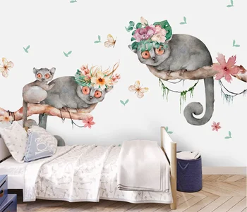  XUE СУ Потребителски фотообои стенопис Скандинавски прост цветето сладък животни-детски дом фон на стената