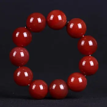 Zheru бижута естествен ахат червена гривна кръгли гривни от мъниста за мъже и жени, изискани бижута, най-добрият подарък