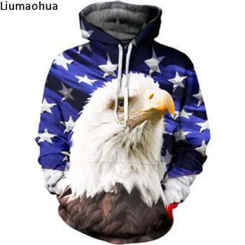  Американският флаг, орел, 3D hoody с качулка, зимата е топло яке, мъжки и дамски модни и ежедневни hoody, пуловер в стил хип-хоп, пуловер