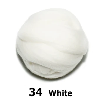  Вълнен филц, ръчно изработени за тепане 50 г Бял цвят е перфектен за игла филц 34#