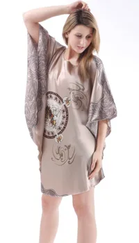  Г-жа Бяньфушань летни копринени пижами на едро удобен размер Домашна среда, женски пижами