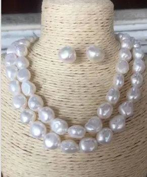  двойна нишка барок южно море 11-12 мм бели перли necklace18 