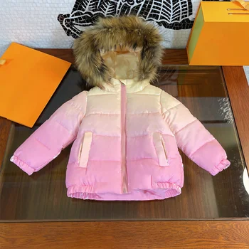  детска висококачествена топло стеганая яке с вълнена яка 2021 г., нова зимно яке за момчета и детски стеганая яке