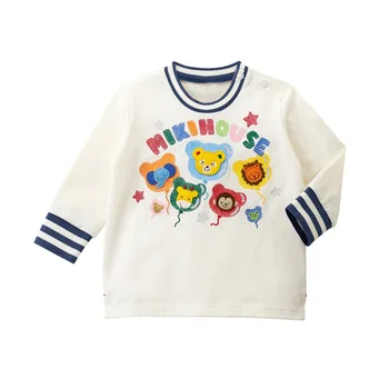  Детска тениска за деца 2022, есенно-зимна Нова детска риза с бродерия от карикатура, тениски с дълъг ръкав и кръгло деколте, риза от 1 до 6 години
