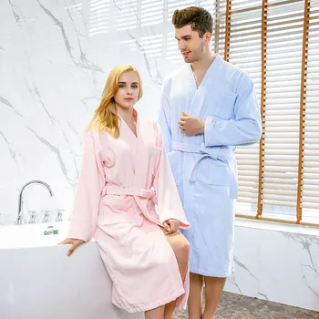  Жените и мъжете в есенно-зимната двойка хлопчатобумажный velvet в пет-звезден хотелски халат кимоно удебелена нощница и халати, халат за баня