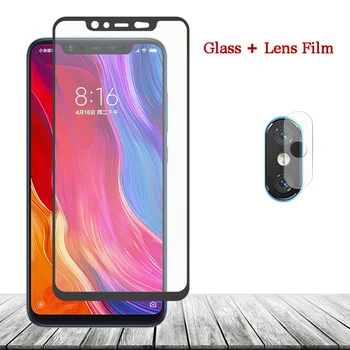  Закалено стъкло За Xiaomi Mi 8 Защитно фолио за екрана + Фолио За обектива на камерата, За Xiaomi 8 SE /Mi8 Lite Стъкло Пълна Защитна Черна Рамка