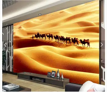  Индивидуални 3d фото тапет 3d стенописи тапети път на коприната камила украса на пустинята картина за украса на стената на хола