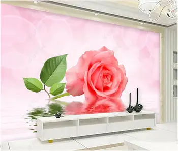  индивидуални стенни фотообои 3d Розова мечта рози цвете телевизия фон живопис хол начало декор тапети за стени 3d