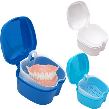  Креативна паста за душ скоростна кутия за съхранение на зъбни протези кутия за съхранение с извънбордов мрежесто контейнер почистващи скоби кутия за изкуствени зъби