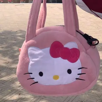  Мека Сладко Чанта За Момиченца Hello Kitty, По-Голямата Голям Чанта През Рамо, Плюшен Чанта, Студентски Чанта