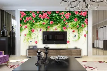  Потребителски 3d тапети картина на рози Цвете Стенописи Хол с ТЕЛЕВИЗОР, Разтегателен Фон Тапети Модерен Начало Декор на Стаята