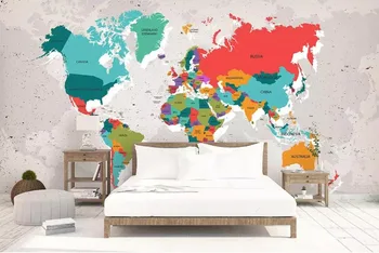  Потребителски тапети прост американски ретро шарен цвят на карта на света, ТЕЛЕВИЗИЯ фон на стената начало декор на 3d тапети стенопис papel de parede