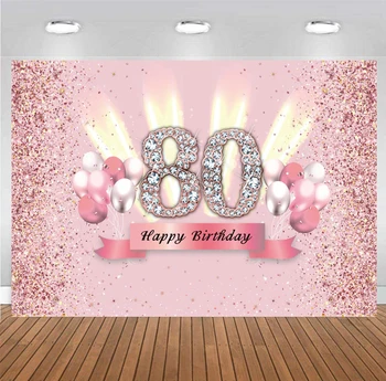  Розово 80-та Фон За Мъже, Жени, честит Рожден Ден, На 80 Години, Фотография, на Фона на Дама, Розово Злато, Фотосесия, Снимки на Банер