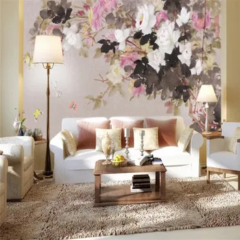  Ръчно рисувани цветя на фона на стената професионално производство на стенни картини на едро с фабрика тапети, стенни рисувани плакат снимка на стена