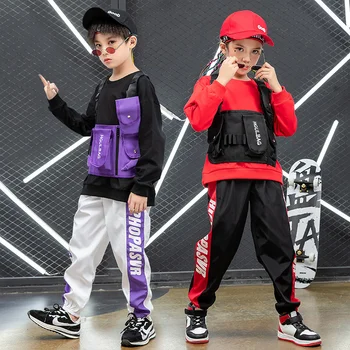  Танцов костюм в стил хип-хоп, дрехи за изказвания в стил хип-хоп за момчета, Зимни дрехи за изказвания в стил джаз за момичета, детски дрехи в стил хип-хоп
