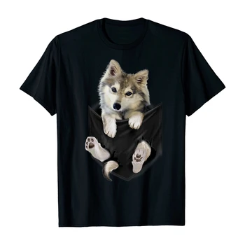  Тениска Wilson White си кученце In Pocket, Нова тениска от 100% Памук с Къс Ръкав и Кръгло деколте, Случайни Мъжки Топ