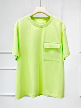  Тениска с къс ръкав от памук кръгло деколте за бременни жени, новият летен стил, сив 22