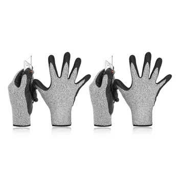  Устойчиви към нарязан-устойчиви ръкавици 5-то ниво на 3D Comfort Stretch Fit, Не се признават за контакт с храни Fda, Smart Touch, Сиви 2 двойки (M& L)