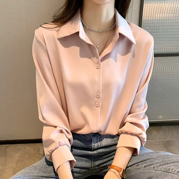  Шифоновая Блуза Дамски Есен 2022 Мода Западен Стил топ Професионален сензорен риза с дълъг ръкав